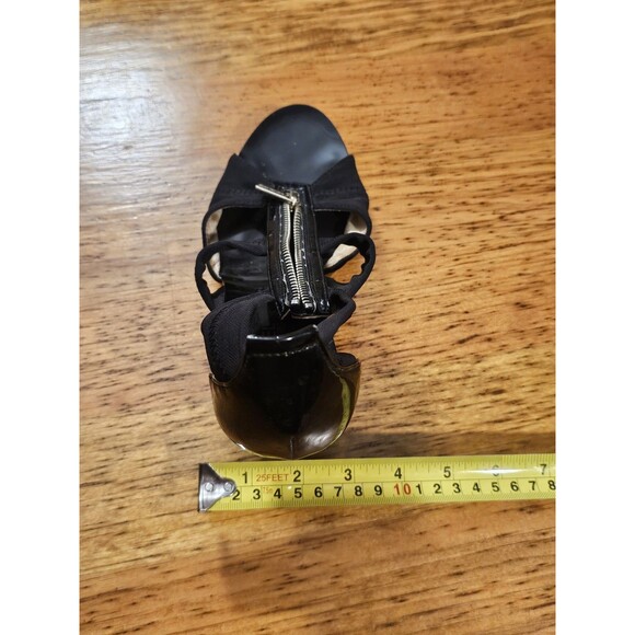 Michael Kors Berkley TStrap Sandals Black Patent Leather Zip Front Heels Size 10 - Picture 9 of 12